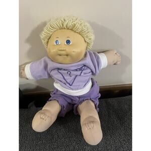 VINTAGE CABBAGE PATCH KIDS GIRL DOLL BLONDE HAIR BLUE EYES W/Guess Outfit
